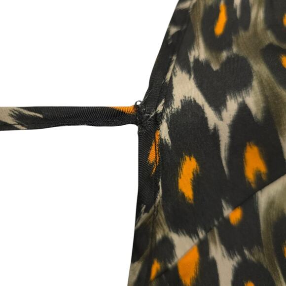 R13 Midi Slip Dress With Back Tie Grey Orange Leopard - Picture 15 of 16